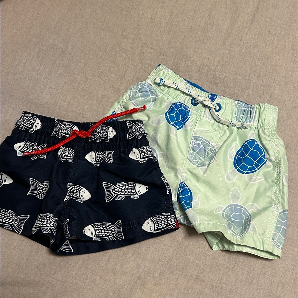 GAP Baby Blue and White Swim Shorts